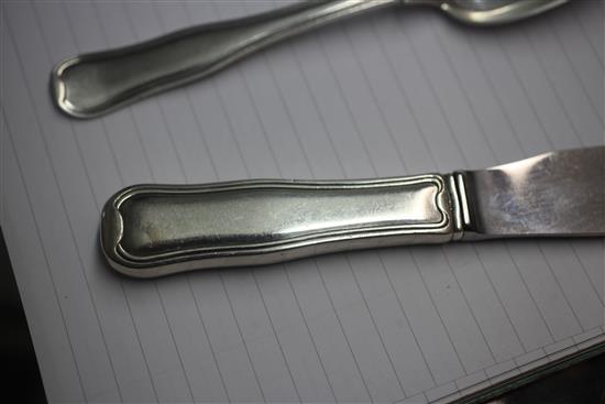 A 1960s canteen of Georg Jensen Danish sterling silver Dobbeltriflet pattern cutlery for six, pattern.